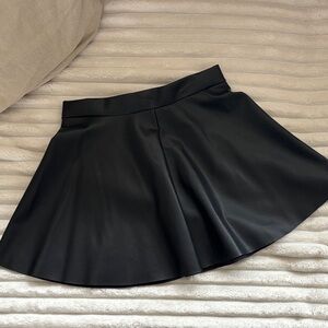 H&M Black Faux Leather Flared Skirt - Girls